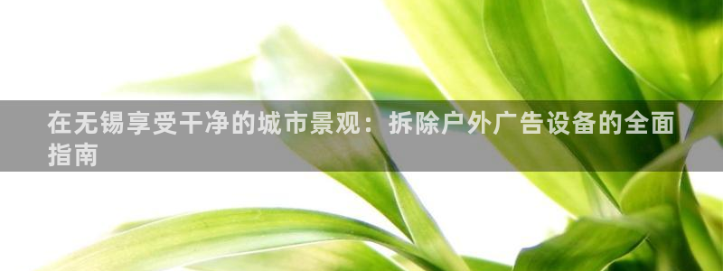 杏宇代理注册：在无锡享受干净的城市景观：拆除户外广告设备的全面
指南