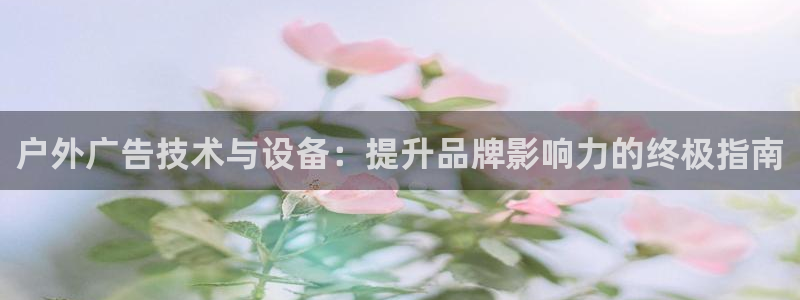 杏宇平台登录步骤：户外广告技术与设备：提升品牌影响力的终极指南