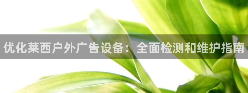 杏宇平台提现为什么这么久呢：优化莱西户外广告设备：全面检测和维护指南